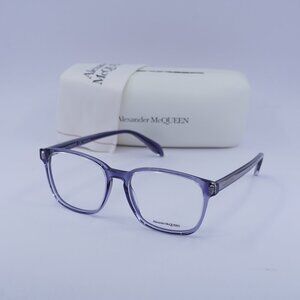 Alexander McQueen AM0244O 004 Square Eyeglasses 53mm - Transparent Blue